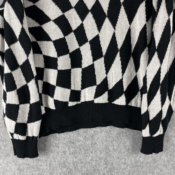 Disney Mickey Mouse Sweater Womens XXL Checkered Knit Graphics Pullover Retro - Picture 11 of 13